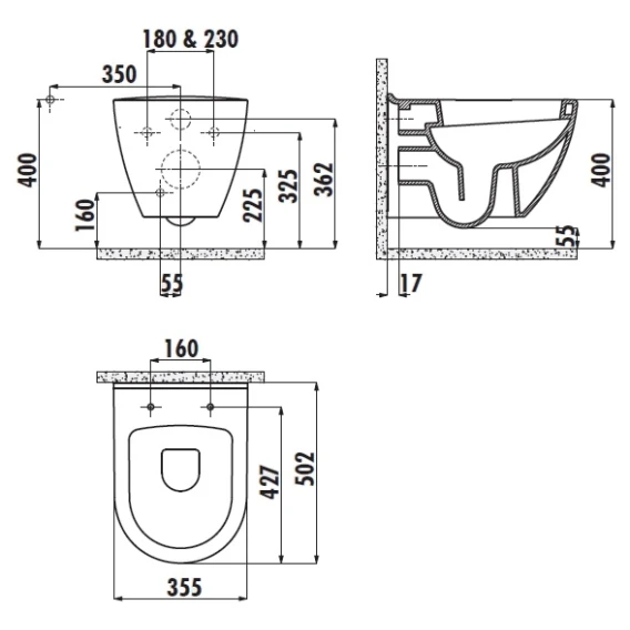 CREAVIT Унитаз подвесной TP325-11CB00E-0000