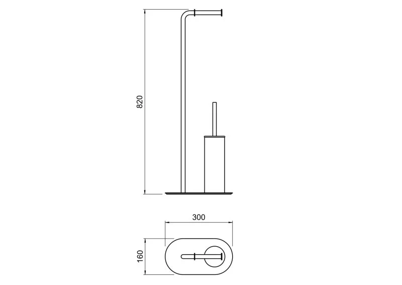 AQ4231BG ОБЕРОН держатель туалетной бумаги с ершиком напольный, шлиф. золото