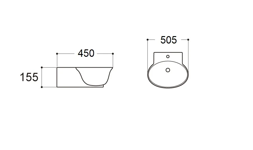 Раковина подвесная AQUATEK КЛАССИК AQ5040-00 505*405*155 мм. Можно устанавливать на мебель.