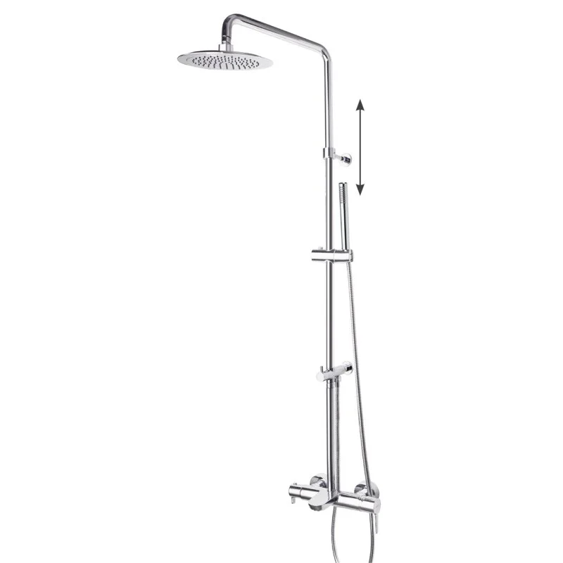 Душевая система наружнего монтажа с телескопическим тропическим душем, душевым комплектом и изливом DRAKO 335502RM300