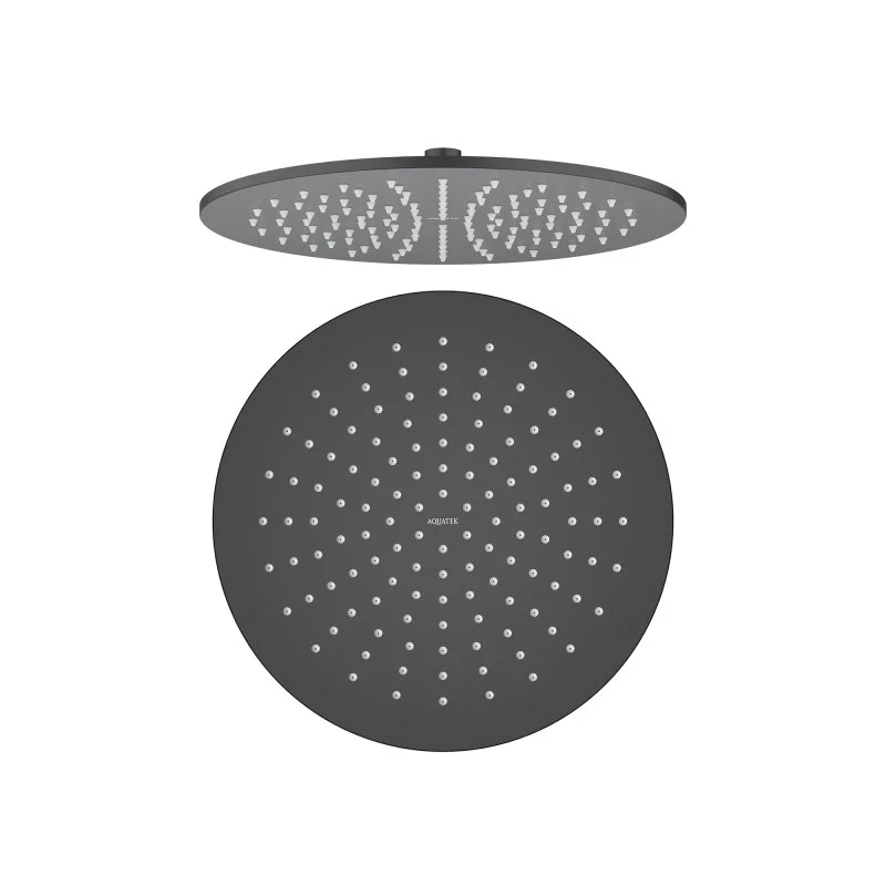 Круглый верхний душ  300*7 мм AQUATEK, матовый черный AQ2079MB