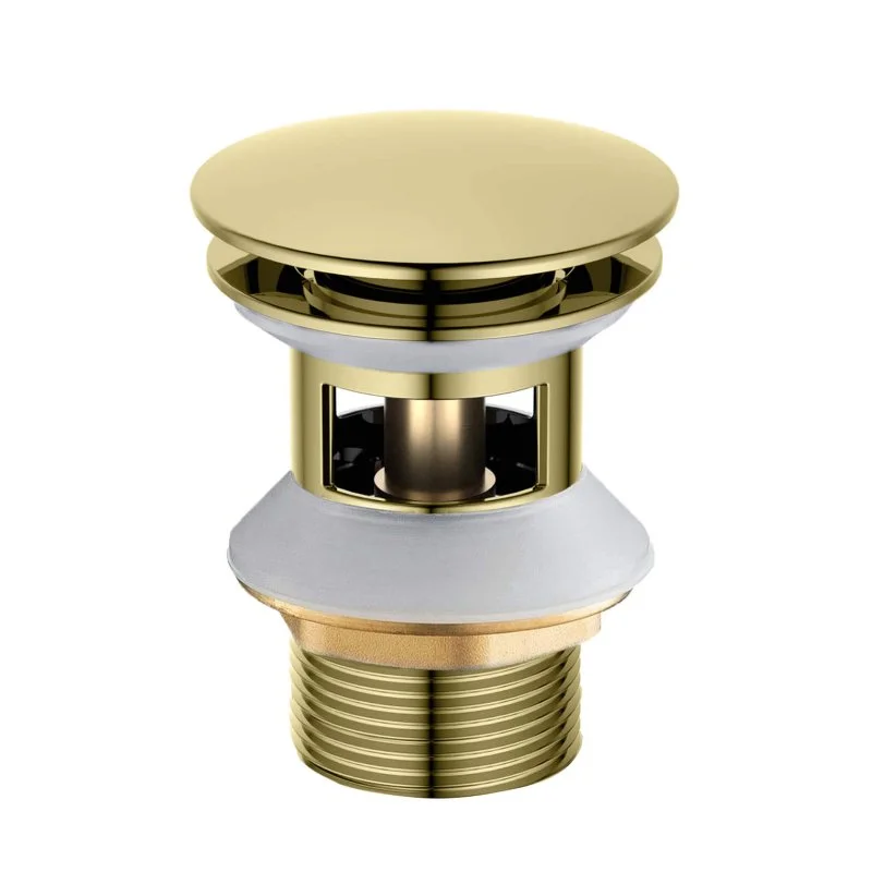 AQ6002PG сливной набор для раковины Push-open с переливом, крышка круглая, полир. Золото