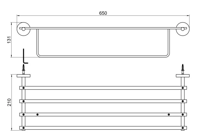 AQ4615BGM БЕТТА полка для полотенец, оружейная сталь