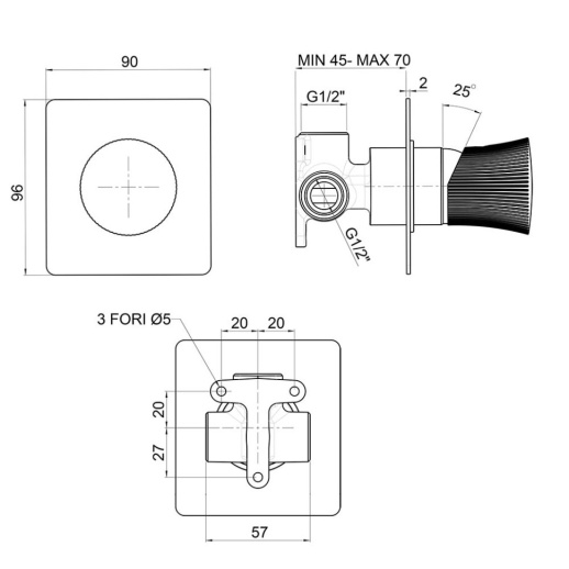 Смеситель для душа PAINI Domus 18PJ690PZ встраиваемый, брашированное золото PVD (PJ) Смеситель для душа PAINI Domus 18PJ690PZ встраиваемый, брашированное золото PVD (PJ)