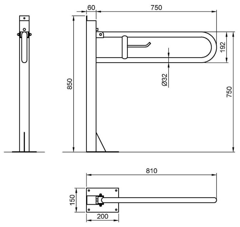 Полукруглый поручень для людей с ограниченными возможностями Nofer 15064.S