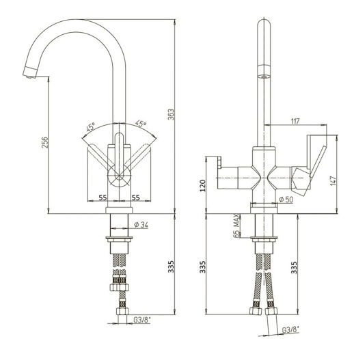 Смеситель для кухни PAINI Cox 78PJ6433VL2KM с подключением фильтрованной воды Смеситель для кухни PAINI Cox 78PJ6433VL2KM с подключением фильтрованной воды