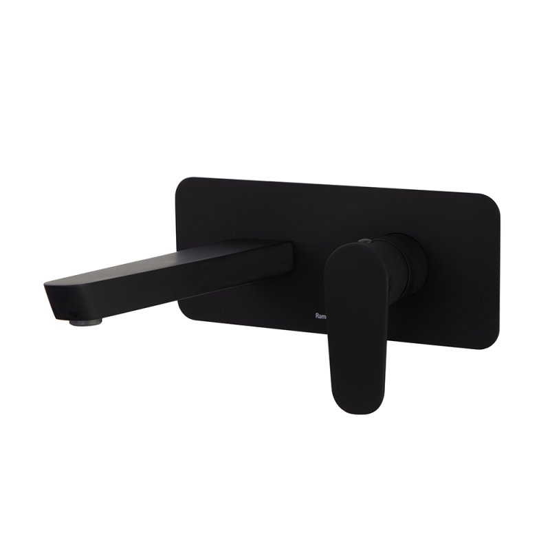 Встраиваемый однорычажный смеситель для раковины на цельной пластине с длинным изливом 240 мм ALEXIA 3620NM Черный