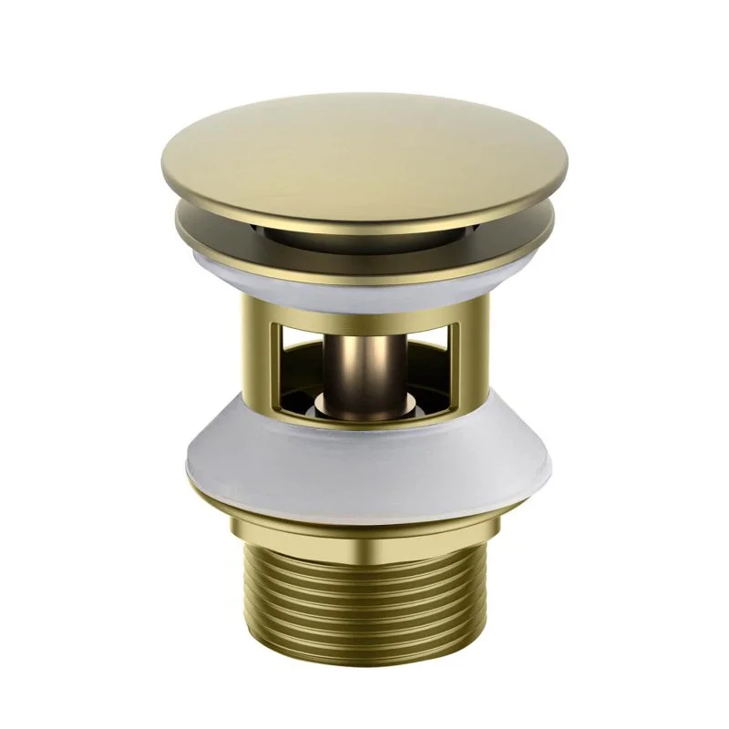 AQ6002BG сливной набор для раковины Push-open с переливом, крышка круглая, шлиф. золото