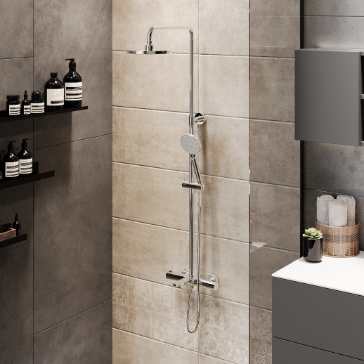 PAINI 09CR687THD250F3D110 Nove Душевая система с термоcтатом, фиксированный излив, хром PAINI 09CR687THD250F3D110 Nove Душевая система с термоcтатом, фиксированный излив, хром