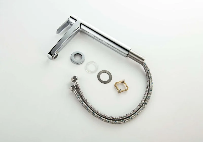 AQ1704CR ЛУГАНО смеситель для раковины высокий 217, без донного клапана, хром