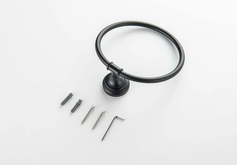 Полотенцедержатель кольцо AQUATEK, матовый черный AQ4512MB КЛАССИК