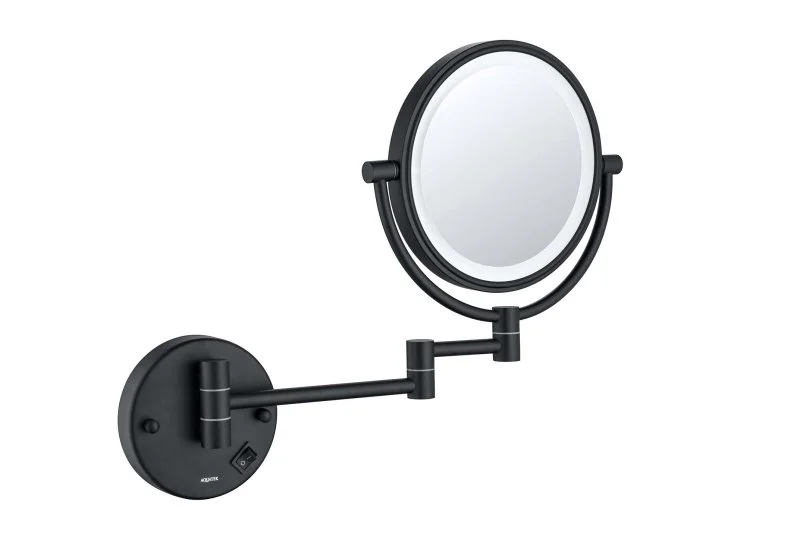 Зеркало косметическое настенное с подсветкой 5х AQUATEK, матовый черный AQ4912MB