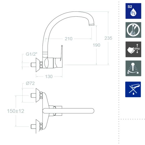Смеситель для кухни однорычажный наружнего монтажа TITANIUM 1817CC