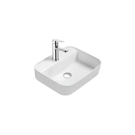 Раковина накладная для установки на столешницу AQUATEK ВЕГА  AQ5506-MW 500*395*140, с отверстием под смеситель, матовый белый