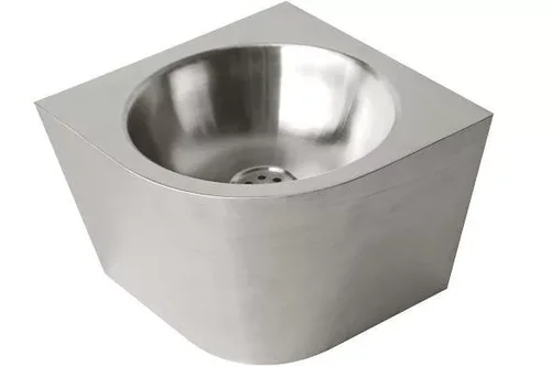 Раковина из нержавеющей стали угловая антивандальная полукруглая Nofer 13036.CLR.S