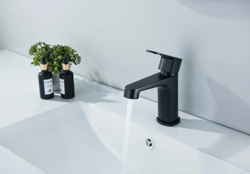 Смеситель для раковины 98, без донного клапана AQUATEK, матовый черный AQ1210MB ОБЕРОН