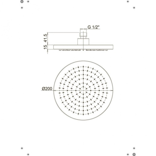 PAINI 50YO759TCARE20E Рассеиватель для душа, пластик, круглый, 200 мм, чёрный PAINI 50YO759TCARE20E Рассеиватель для душа, пластик, круглый, 200 мм, чёрный
