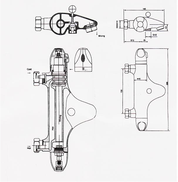 Термостатический смеситель для ванны ZETA BR840 Термостатический смеситель для ванны ZETA BR840
