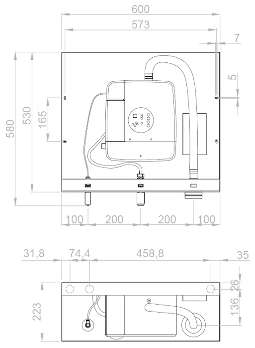 Универсальный встраиваемый блок с сушилкой для рук, смесителем и дозатором для мыла Nofer 12053.CTS