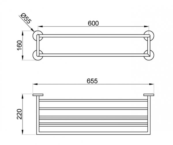 Полка для полотенец NIZA Nofer 16854.N с 4 креплениями к стене черная
