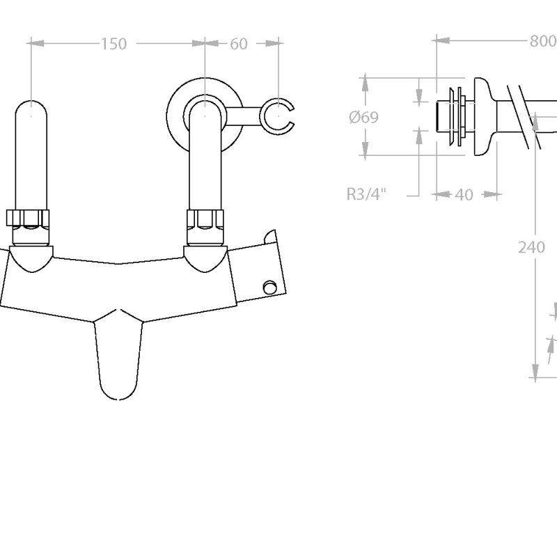 Напольный термостатический смеситель с ручным душем DRAKO 3335S
