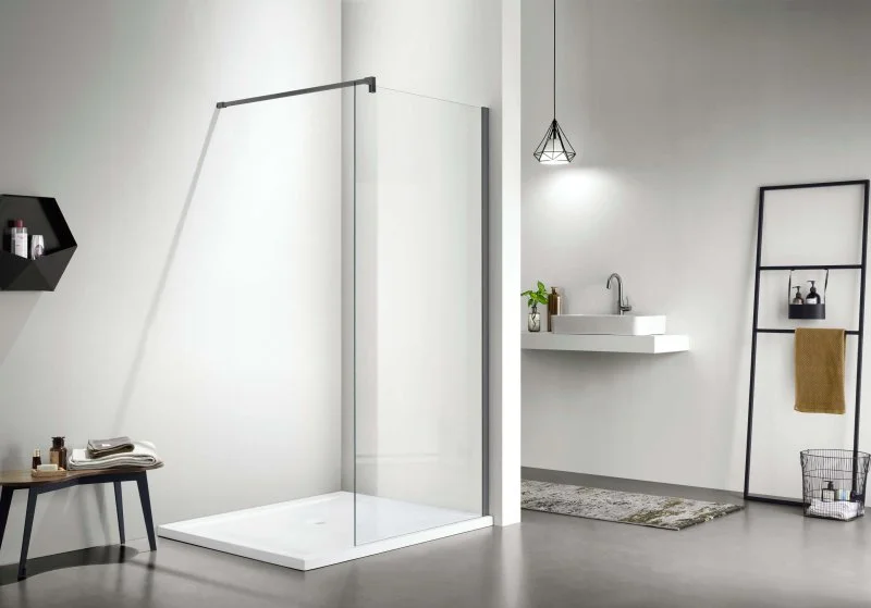 AQ WIW 12020GM Душевая перегородка Walk in с держателем 1200x2000 профиль оружейная сталь