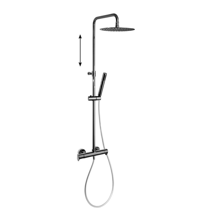 Душевая термостатическая система наружнего монтажа с телескопическим тропическим душем и душевым комплектом ALEXIA 3654RM250NM Черный