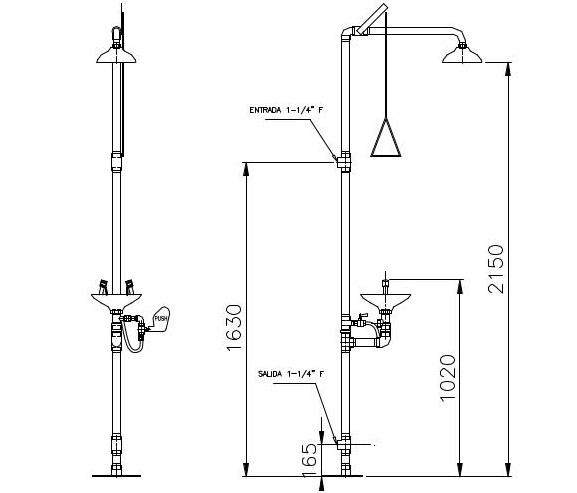 Аварийный душ с раковиной для промывки глаз из нержавеющей стали, Nofer SC700SS Аварийный душ с раковиной для промывки глаз из нержавеющей стали, Nofer SC700SS
