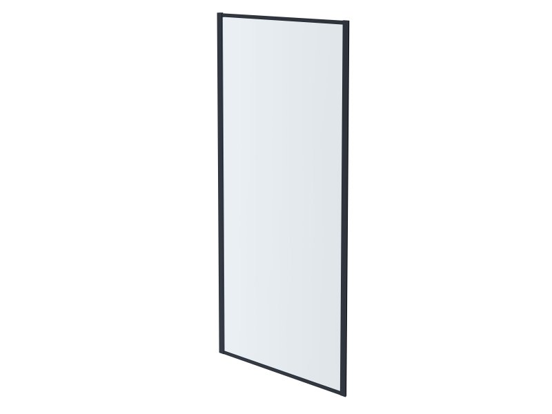 AQ ARI WA 08020BL Неподвижная душевая стенка 800x2000, для комбинации с дверью, профиль черный, стекло прозрачное