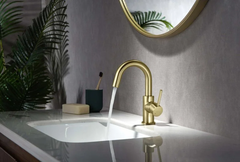 AQ1307BG ЕВРОПА смеситель для раковины, без донного клапана, шлиф. золото