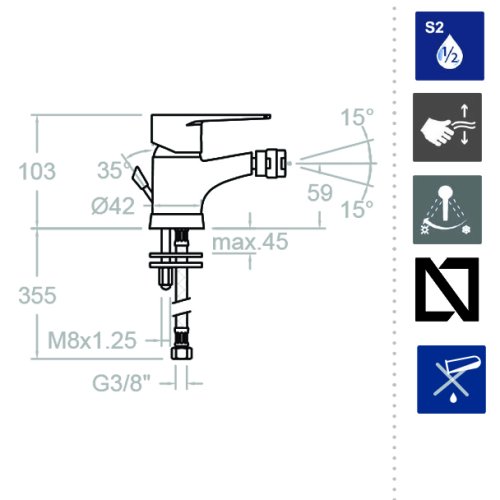 Смеситель для биде однорычажный TITANIUM 1803