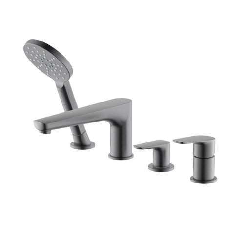 AQ1148BGM БЕТТА смеситель на борт ванны на 4 отв., оружейная сталь