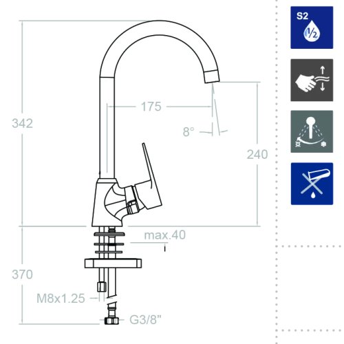 Смеситель высокий для кухни однорычажный TITANIUM 180602