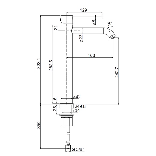 Смеситель для раковины PAINI Cox 78PZ205OLL без донного клапана, высокий, черный брашированный PVD Смеситель для раковины PAINI Cox 78PZ205OLL без донного клапана, высокий, черный брашированный PVD