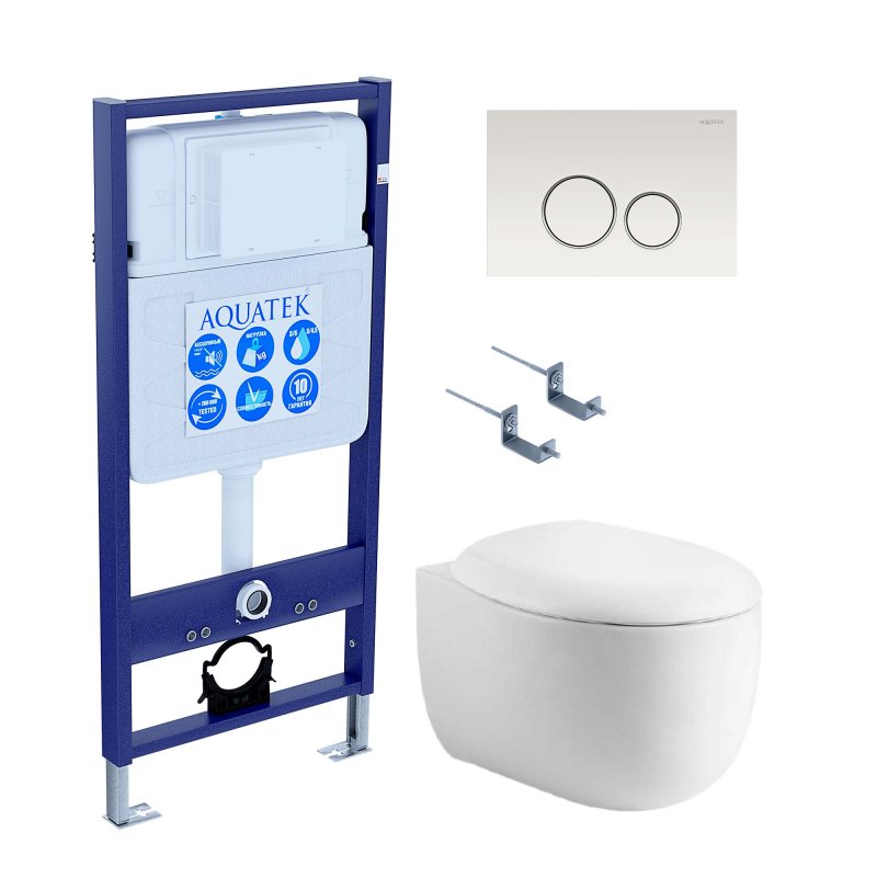 SET AQUATEK АЛЬТАИР-016 4в1 (рама AQUATEK Standard INS-0000012, крепеж KKI-0000002, клавиша KDI-0000016, унитаз АЛЬТАИР AQ1980-00)