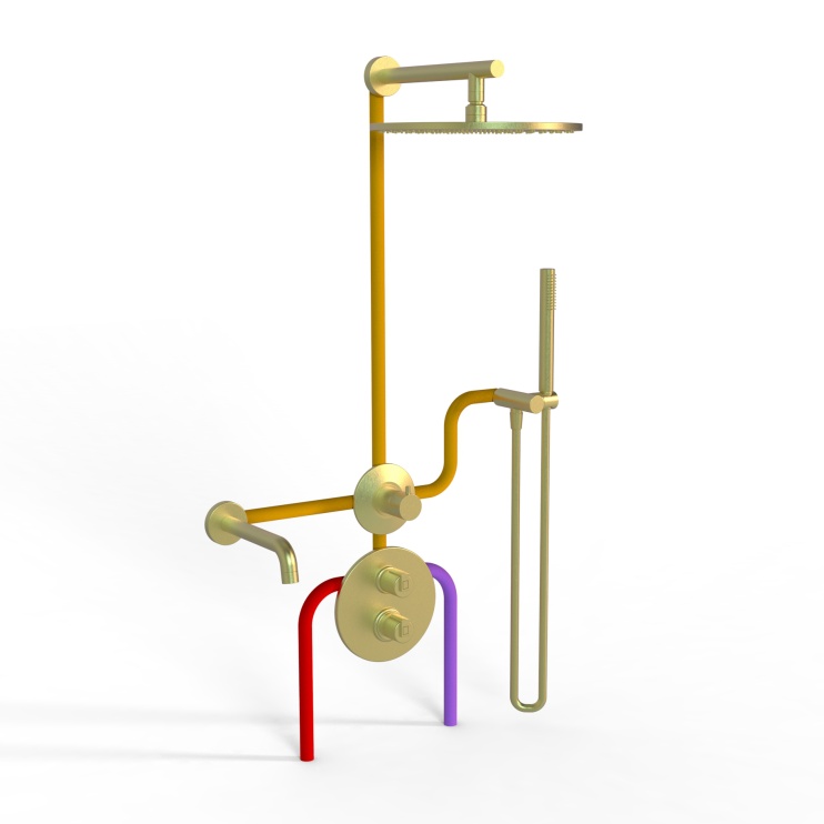 Комплект на 3 потребителя с термостатом Cox PAINI 78PJSET36911THSHBATH, для ванны/душа, брашированное золото PVD Комплект на 3 потребителя с термостатом Cox PAINI 78PJSET36911THSHBATH, для ванны/душа, брашированное золото PVD