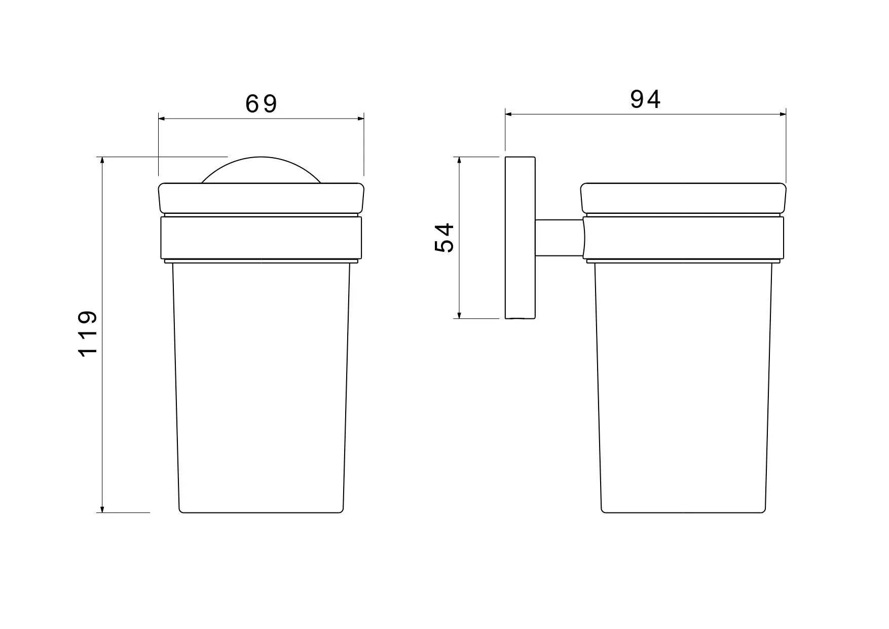 Стакан с держателем AQUATEK, матовый черный AQ4104MB ЕВРОПА
