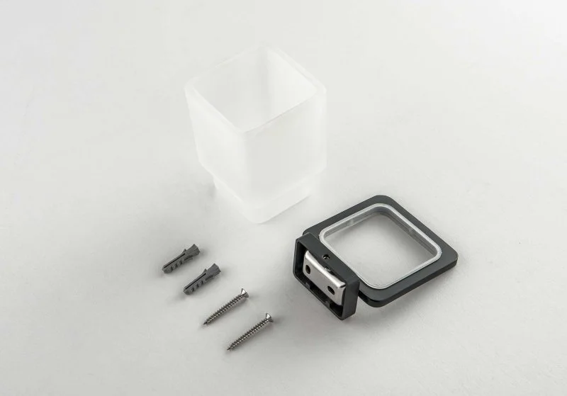 Стакан с держателем AQUATEK, матовый черный AQ4304MB ЛИБРА