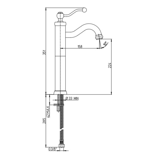 Смеситель для раковины PAINI Duomo 88PJ205LL без донного клапана, высокий, брашированное золото PVD (PJ) Смеситель для раковины PAINI Duomo 88PJ205LL без донного клапана, высокий, брашированное золото PVD (PJ)