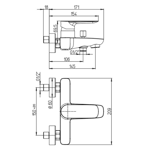 Смеситель для ванны, PAINI Nove 09BY111LMKM белый Смеситель для ванны, PAINI Nove 09BY111LMKM белый
