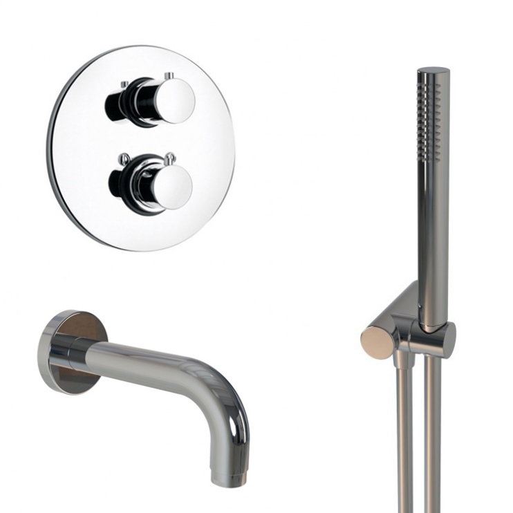 Комплект на 2 потребителя с термостатом Cox PAINI 78CRSET26911THBATH, для ванны с ручным душем, хром