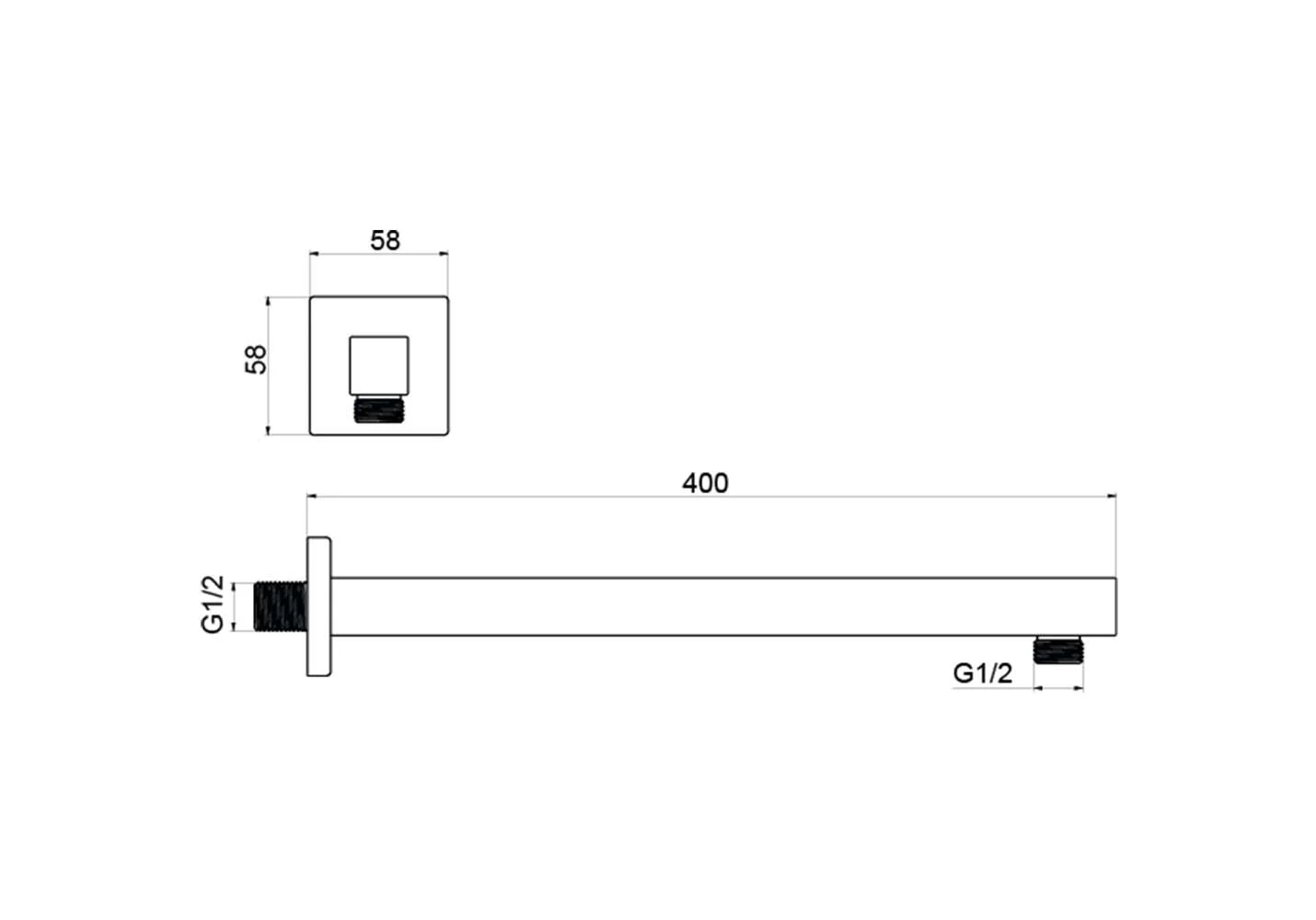Держатель верхнего душа настенный 400 мм AQUATEK, матовый черный AQ2177MB