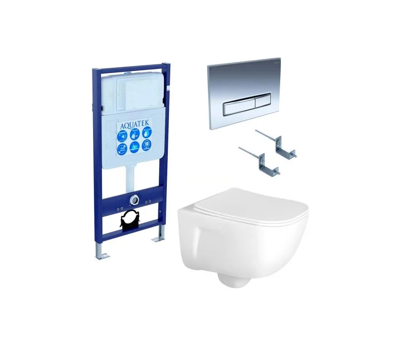 SET AQUATEK ДИВА 4в1 (рама AQUATEK Standard INS-0000012,  кркпеж KKI-0000002, клавиша KDI-0000023, унитаз ДИВА AQ2012-00