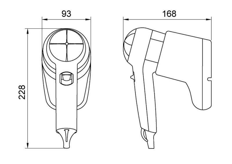 Фен HOTELline настенный чёрный 1200 W, Nofer 02055.N