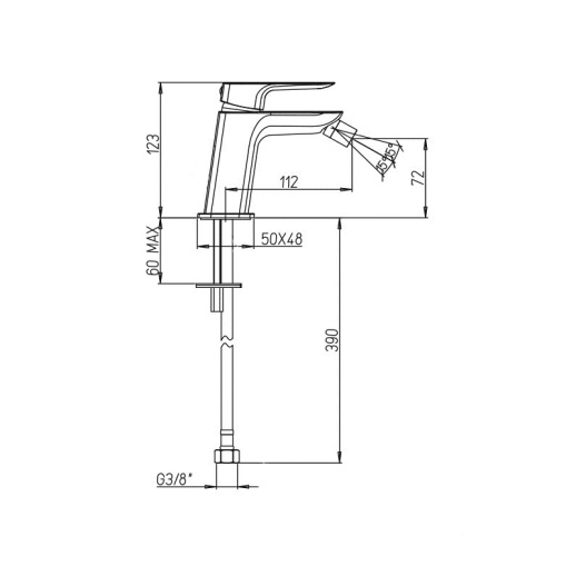 Смеситель для биде PAINI Nove 09YO304 без донного клапана, черный (YO) Смеситель для биде PAINI Nove 09YO304 без донного клапана, черный (YO)
