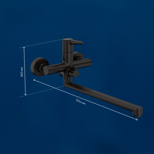 Смеситель для ванны с длинным изливом Urbatec Veneto без аксессура, черный (YO) - VE50753YO Смеситель для ванны с длинным изливом Urbatec Veneto без аксессура, черный (YO) - VE50753YO