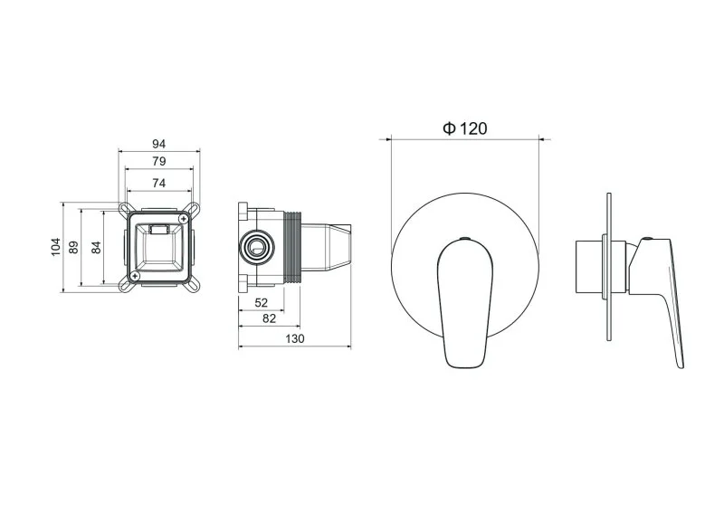 AQ1166BGM БЕТТА смеситель для душа (внешняя и скрытая часть), оружейная сталь