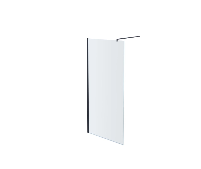 AQ WIW 11020BL Душевая перегородка Walk in с держателем 1100x2000 профиль черный, стекло прозрачное