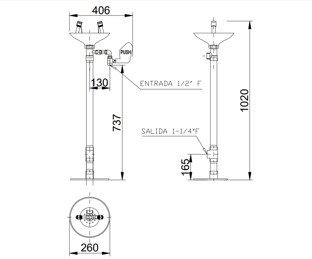 Аварийная раковина для промывки глаз из полипропилена с рычагом Nofer SC320
