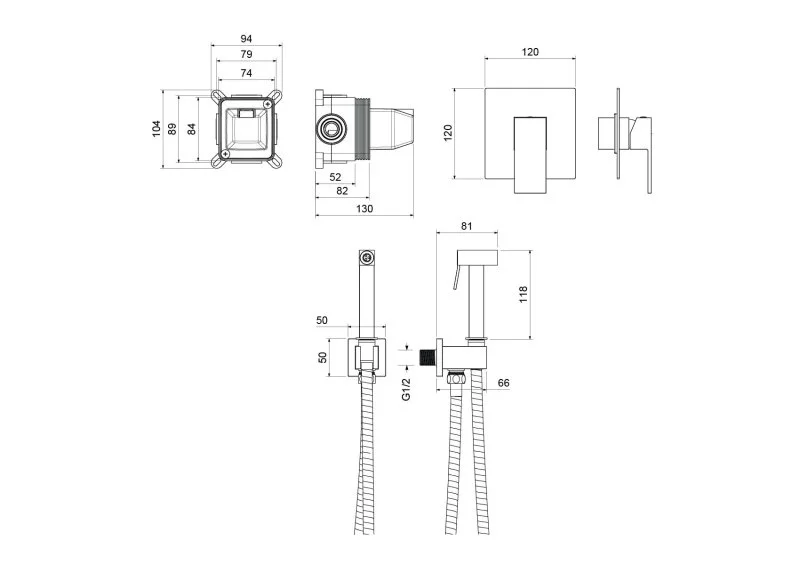 Набор с гигиеническим душем AQUATEK AQ1619MB ЛИБРА